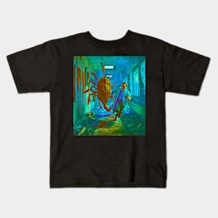 watercolor locust with lions head chasing doctor Kids T-Shirt